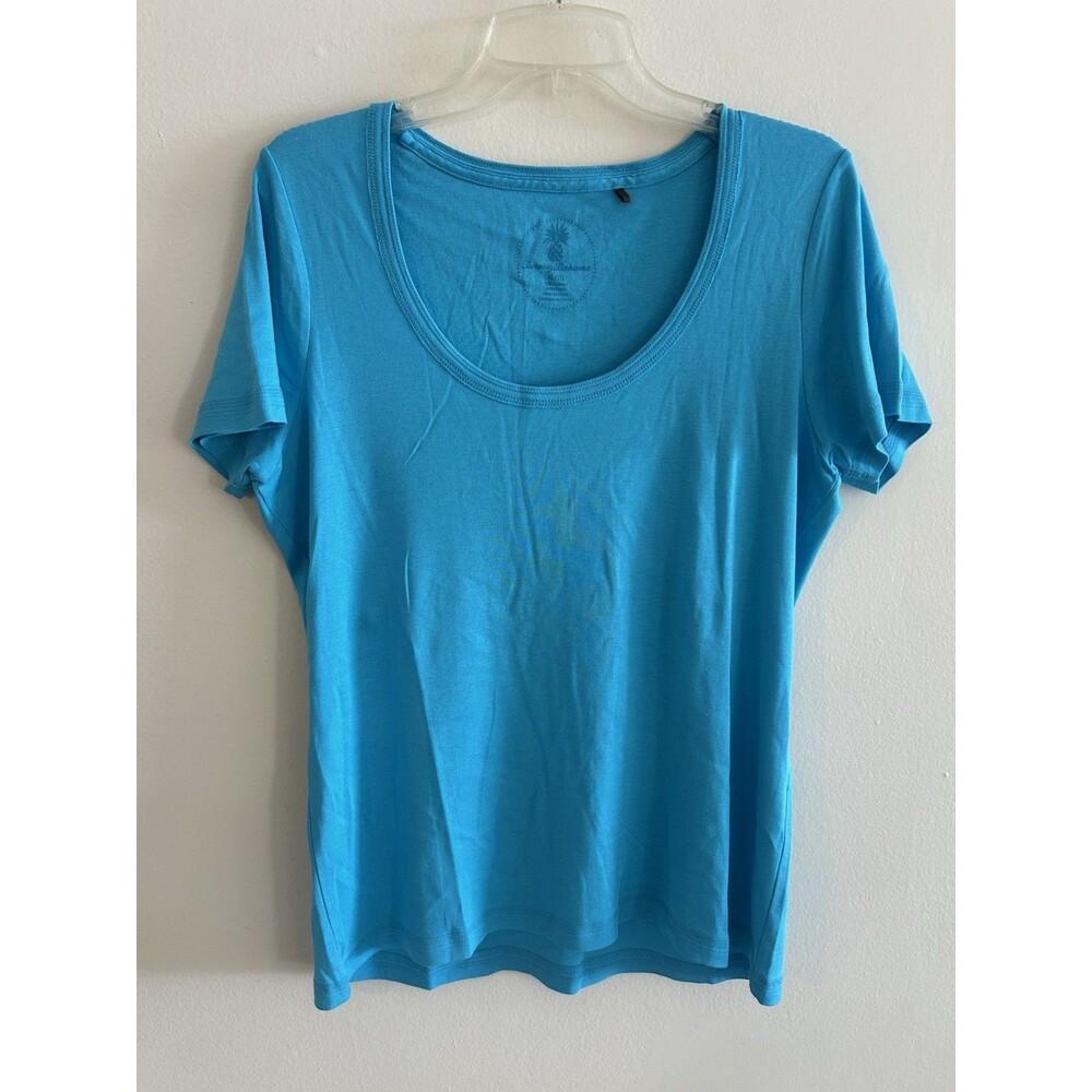 Tommy Bahama Women’s XL Cotton Scoop Neck T-shirt Navy Blue Beach Casual